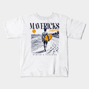 Vintage Surfing Mavericks Beach, California // Retro Surfer Sketch // Surfer's Paradise Kids T-Shirt